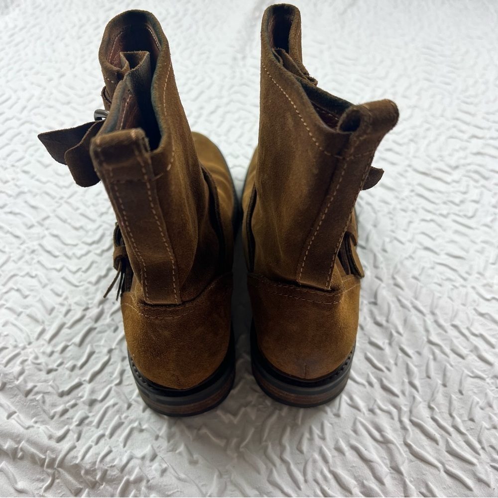 J Crew Boots 5.5 Brown Suede Shoes Biker Moto Buckle Engineer WARM CHESTNUT - Picture 5 of 10